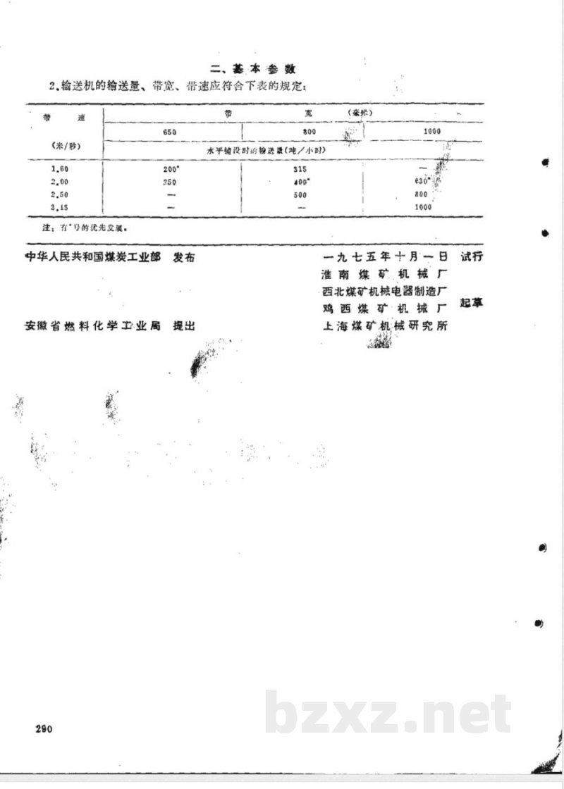 MT 23-1975 矿用吊挂带式输送机型式与基本参数