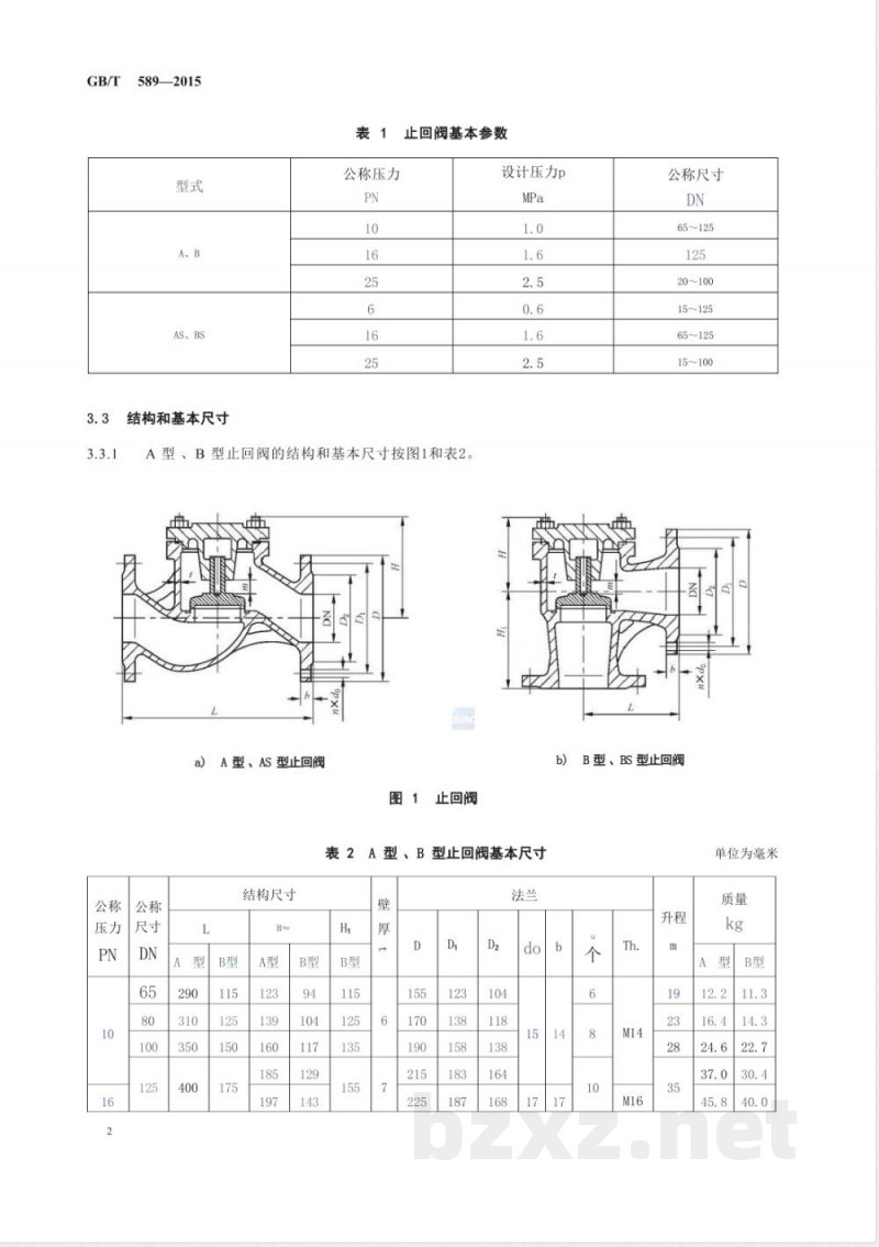 GB/T 589-2015船用法兰青铜止回阀 