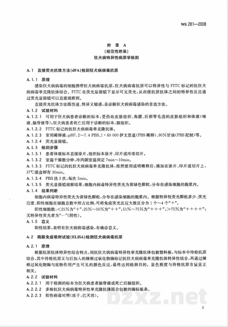 WS 281-2008 狂犬病诊断标准