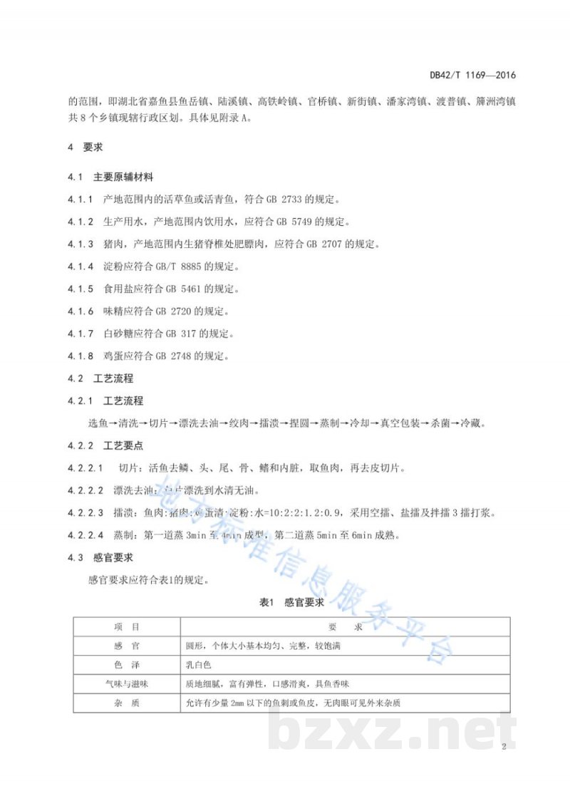 DB42/T 1169-2016地理标志产品 嘉鱼鱼圆