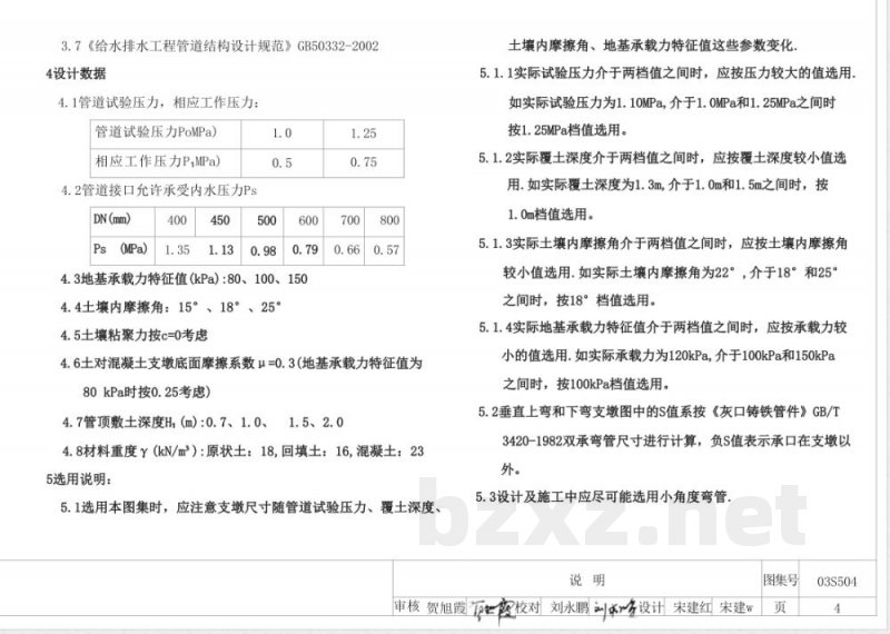 03S504 刚性接口给水承插式铸铁管道支墩