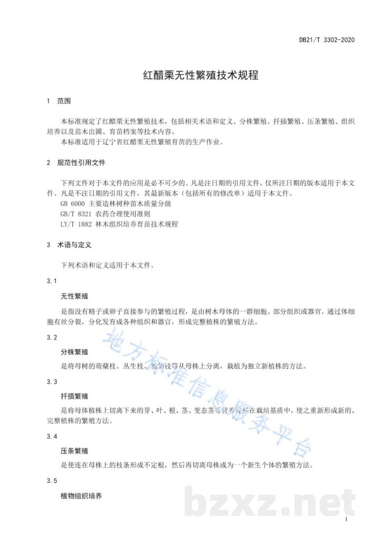 DB21/T 3302-2020红醋栗无性繁殖技术规程