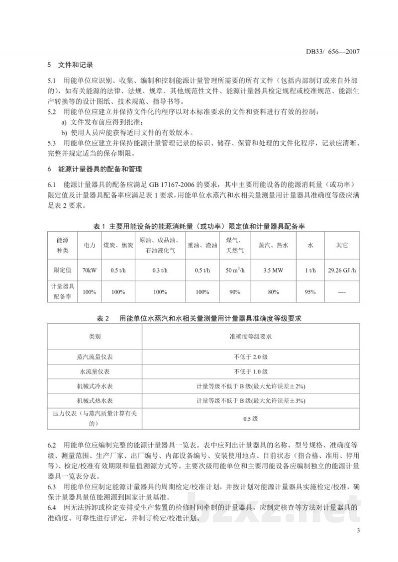 DB33/ 656-2007用能单位能源计量管理要求