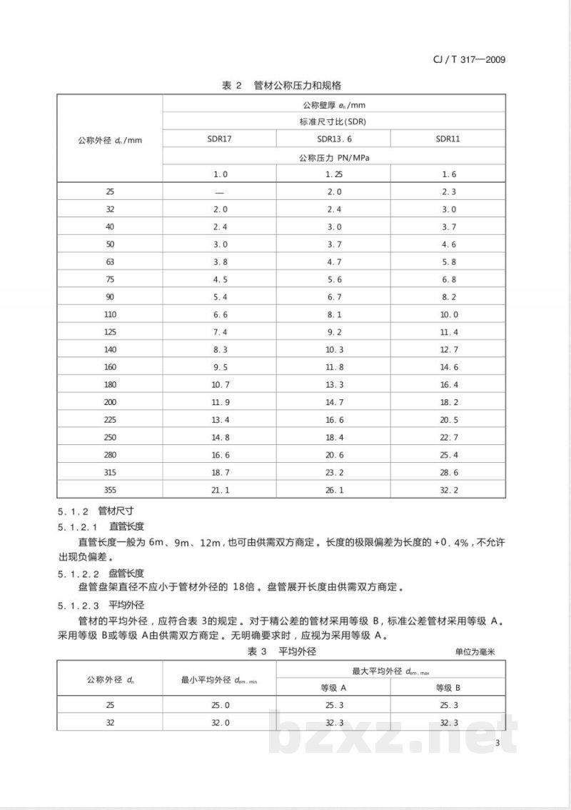 CJ/T 317-2009 地源热泵系统用聚乙烯管材及管件
