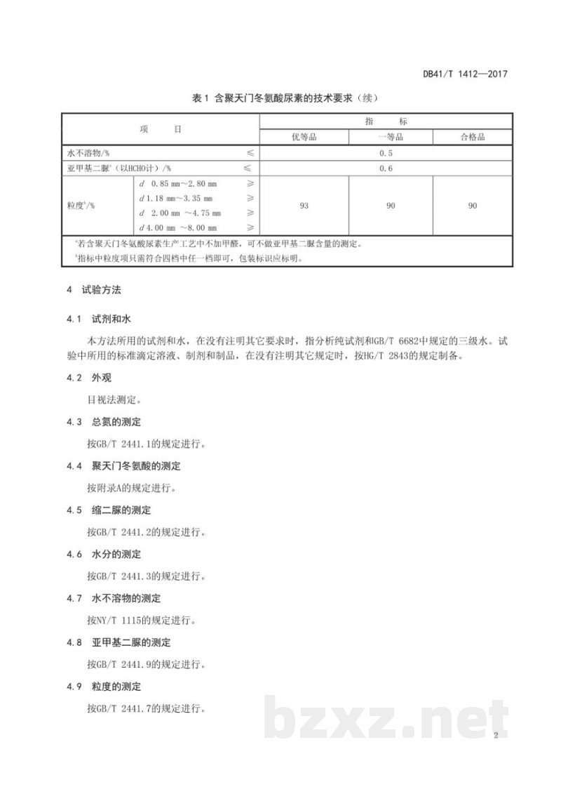DB41/T 1412-2017含聚天门冬氨酸尿素