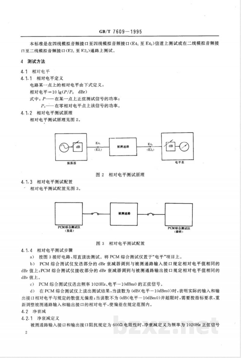 GB/T 7609-1995 电信网中脉冲编码调制音频通路传输特性常用测试方法