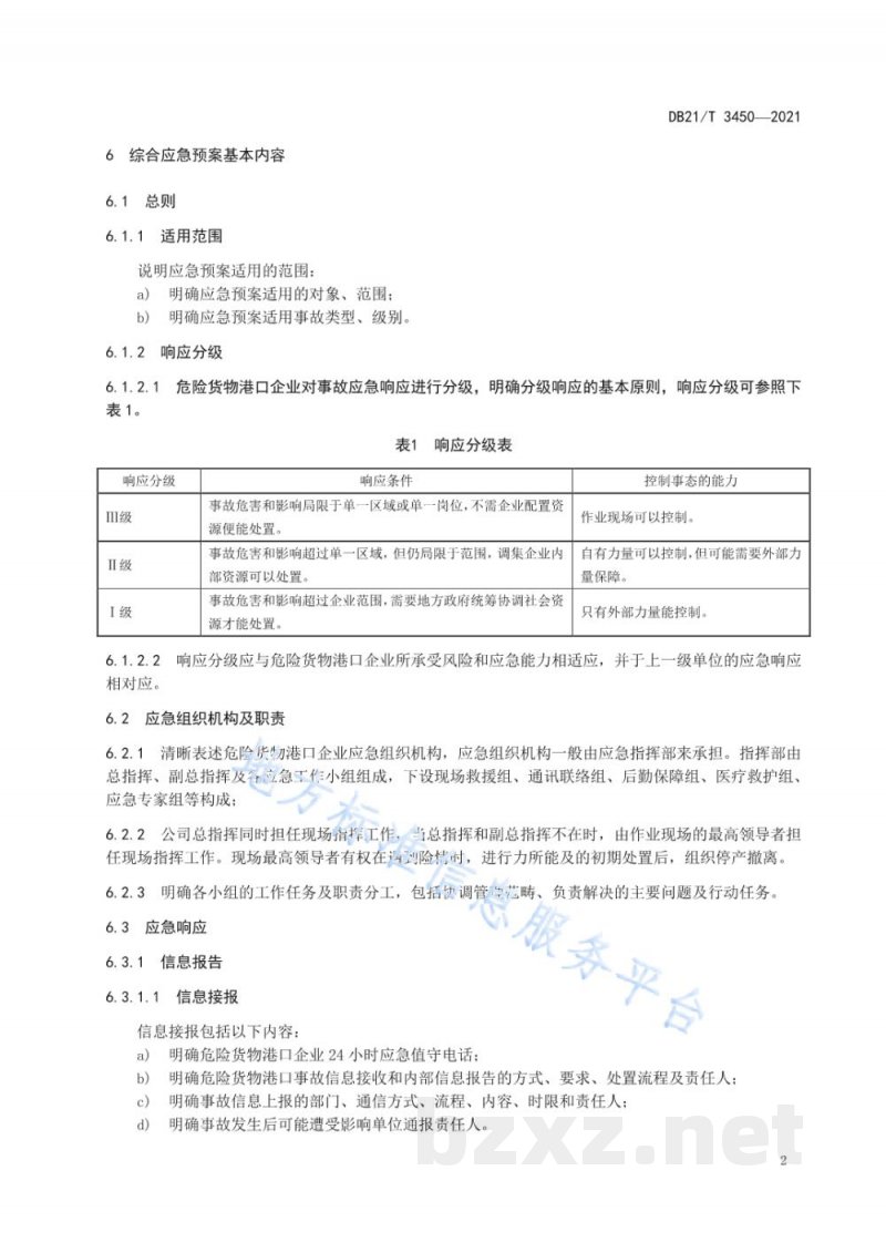 DB21/T 3450-2021危险货物港口企业生产安全事故应急预案编制细则