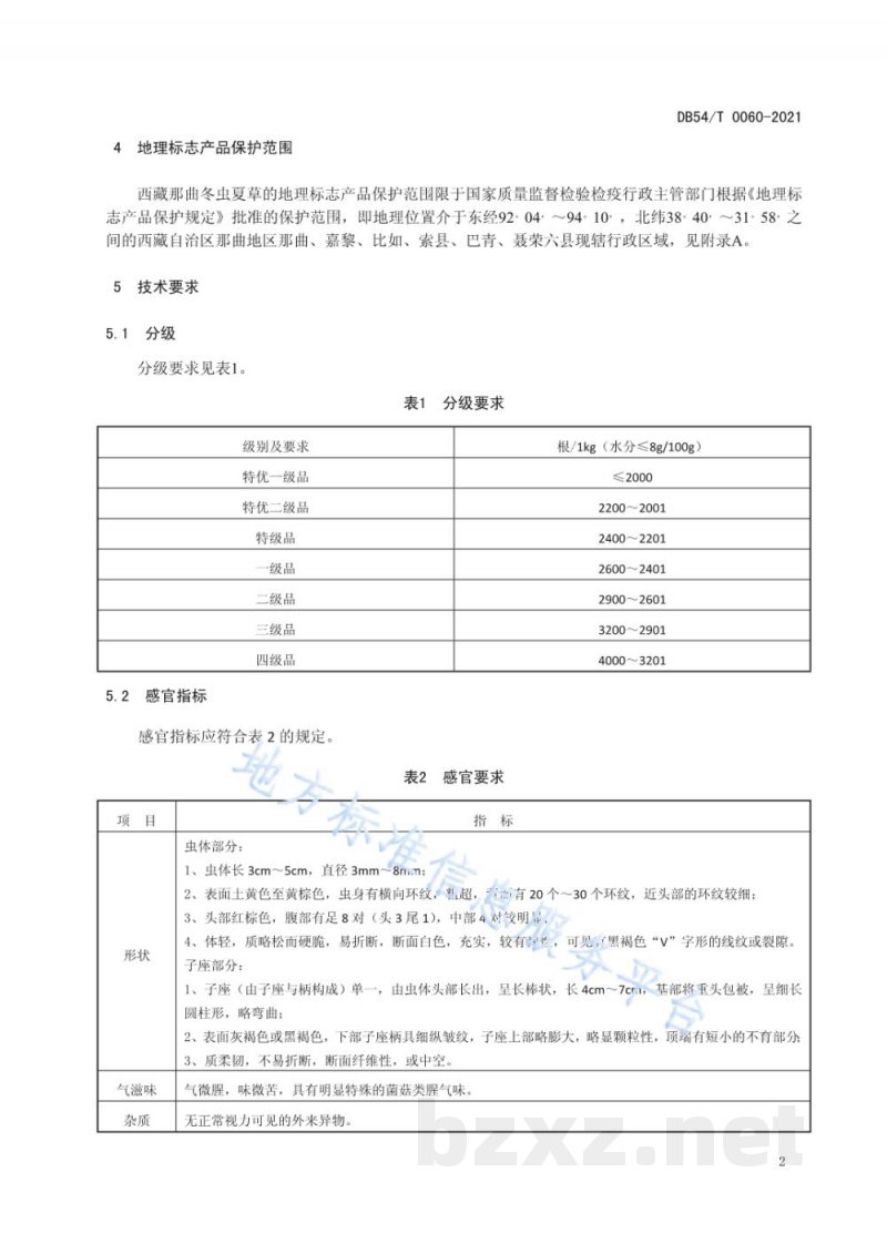 DB54/T 0060-2021地理标志产品 西藏那曲冬虫夏草