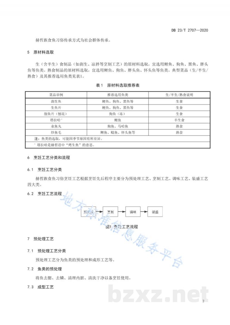 DB23/T 2707-2020赫哲族食鱼习俗-烹饪工艺