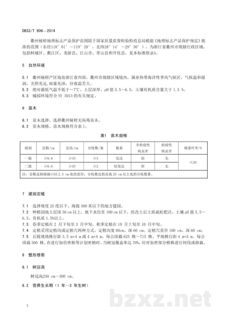 DB33/T 906-2014衢州椪柑生产技术规程