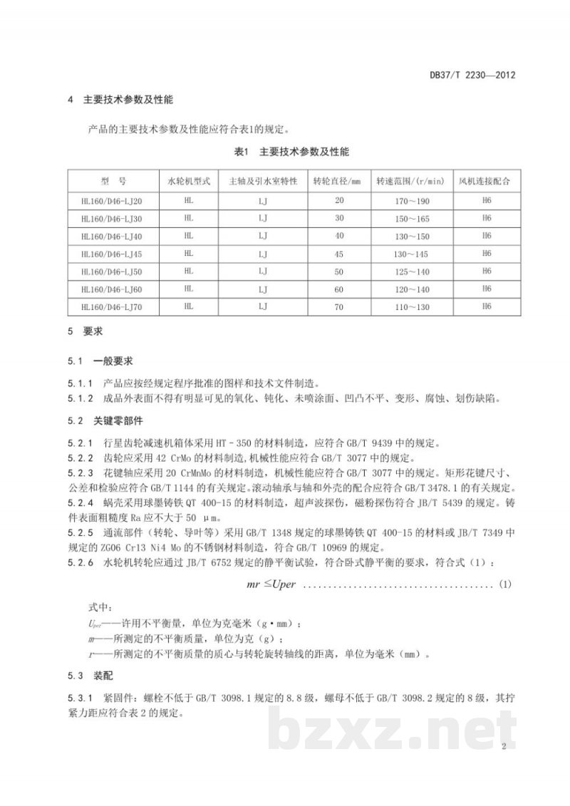 DB37/T 2230-2012冷却塔风机用水轮机