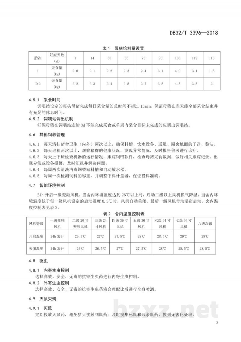DB32/T 3396-2018妊娠母猪智能化饲养技术规程