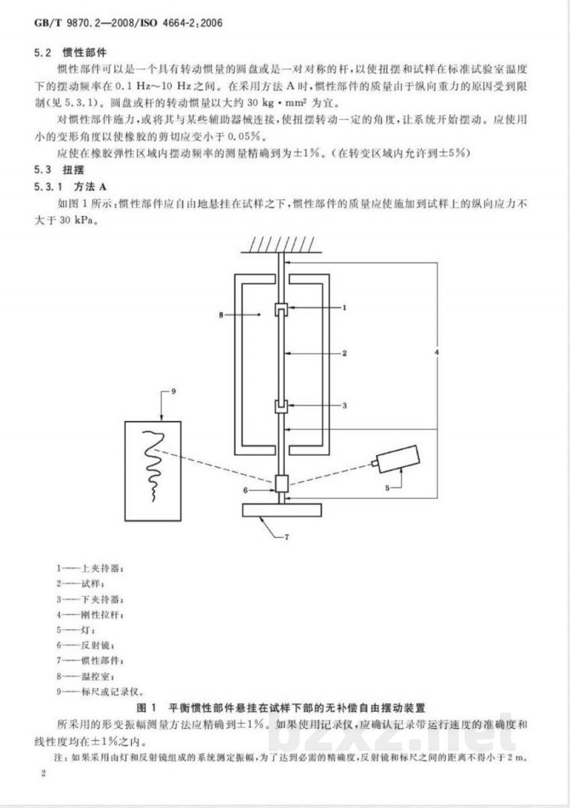 GB/T 9870.2-2008 硫化橡胶或热塑性橡胶动态性能的测定 第2部分：低频扭摆法