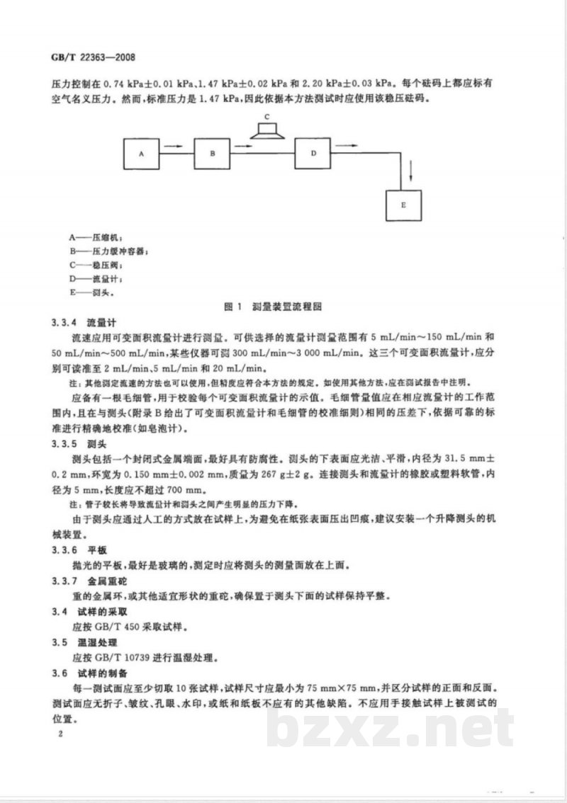 GB/T 22363-2008 纸和纸板粗糙度的测定(空气泄漏法) 本特生法和印刷表面法