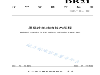 DB21/T 3546-2021果桑沙地栽培技术规程