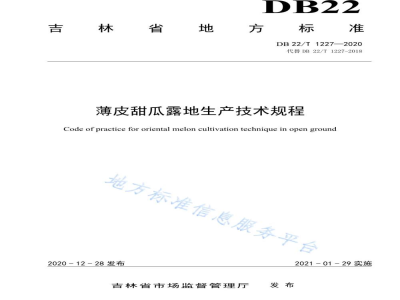 DB22/T 1227-2020薄皮甜瓜露地生产技术规程