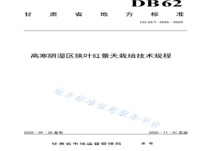 DB62/T 4256-2020高寒阴湿区狭叶红景天栽培技术规程