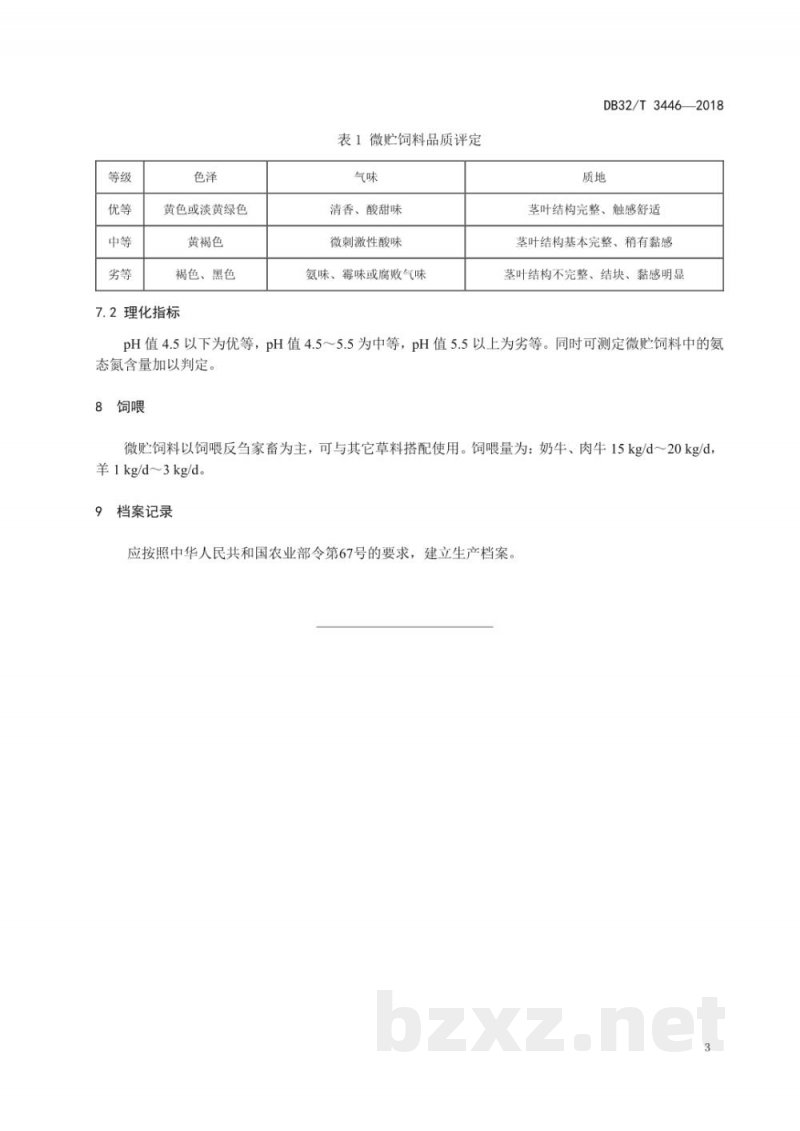 DB32/T 3446-2018稻草裹包微贮饲料制作技术规程
