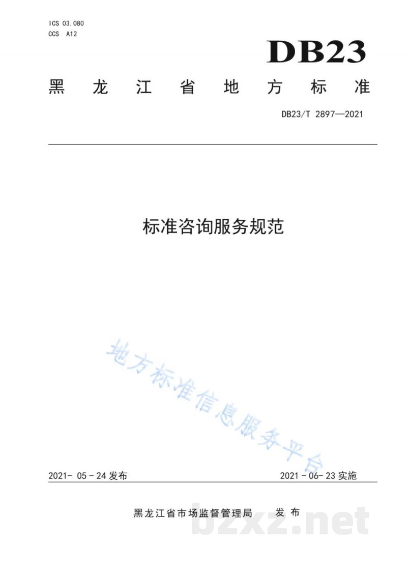 DB23/T 2897-2021标准咨询服务规范