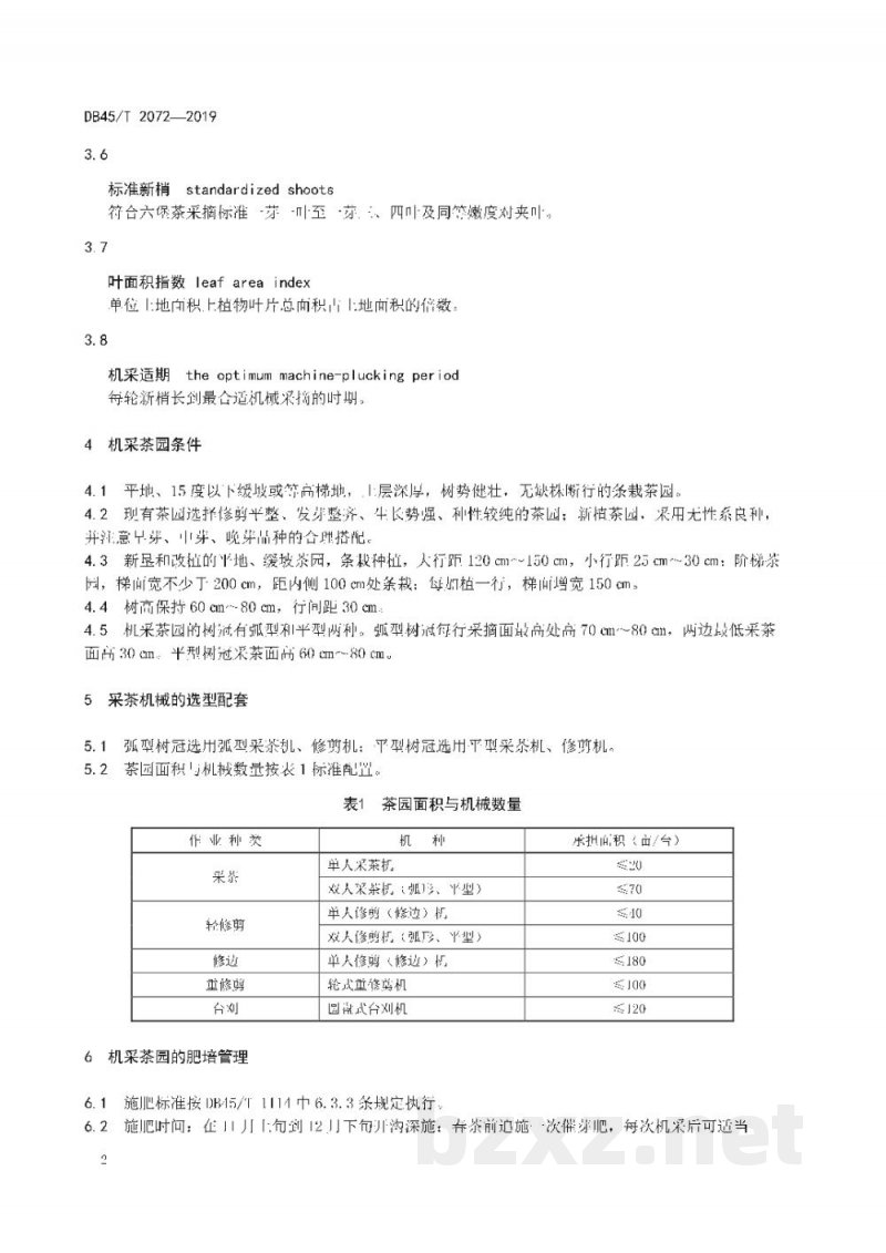 DB45/T 2072-2019六堡茶茶园机械化修剪与采茶技术规程