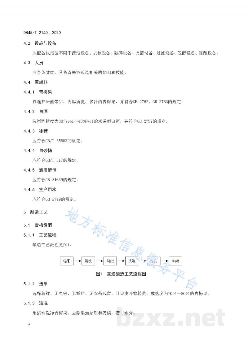 DB45/T 2140-2020青梅酒酿造工艺规程