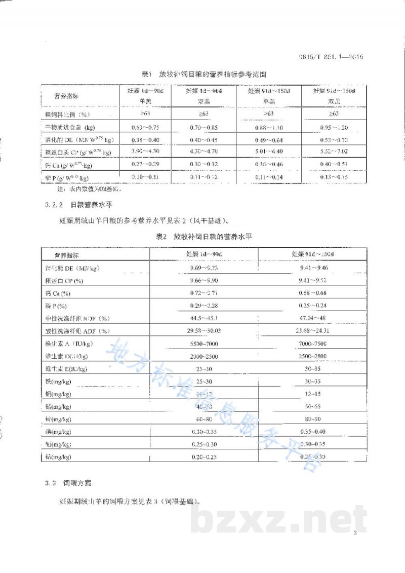DB15/T 851.1-2015内蒙古白绒山羊饲养管理技术规程第1部分：妊娠期放牧补饲技术规程