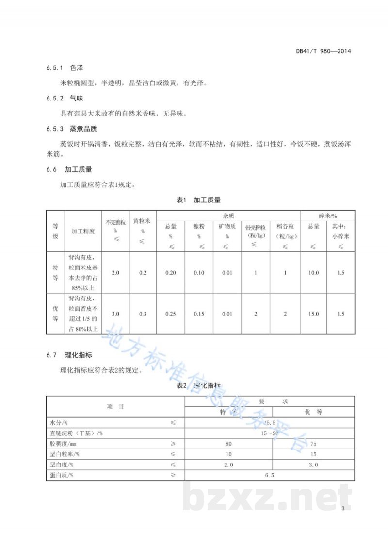 DB41/T 980-2014地理标志产品 范县大米