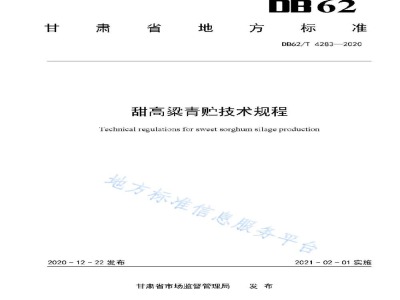 DB62/T 4283-2020甜高粱青贮技术规程