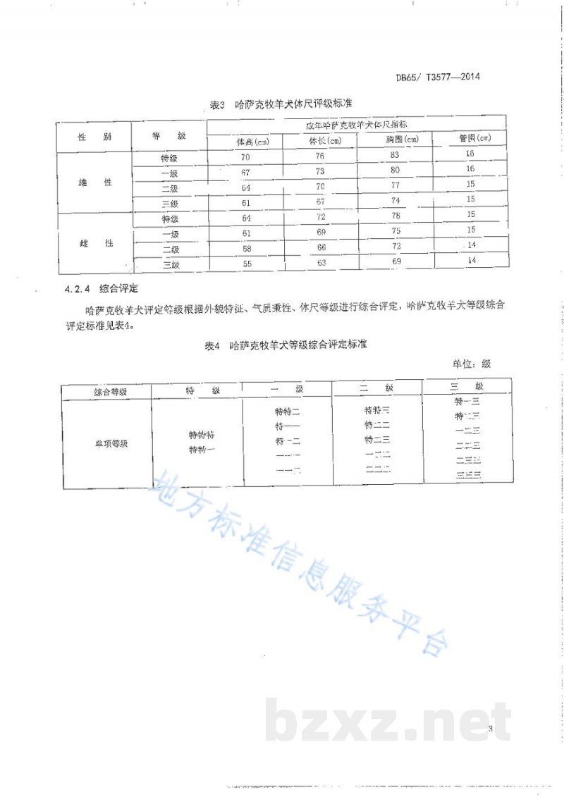 DB65/T 3577-2014哈萨克牧羊犬