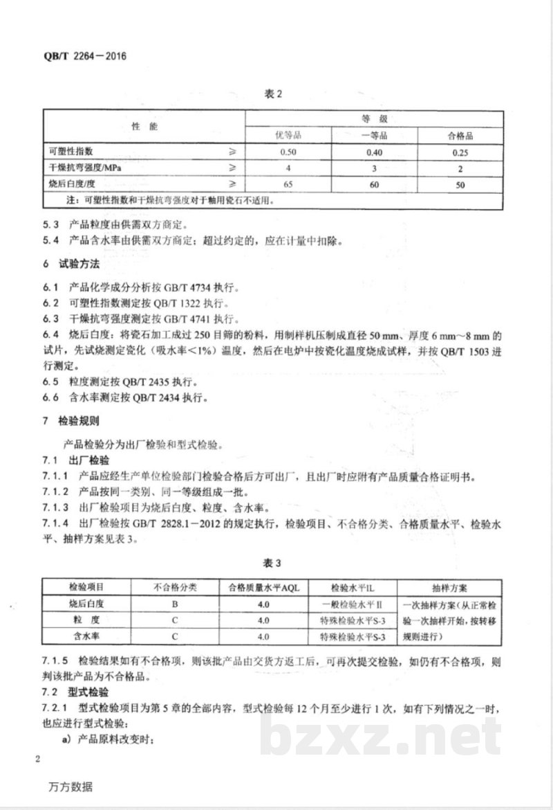 QB/T 2264-2016陶瓷用瓷石 