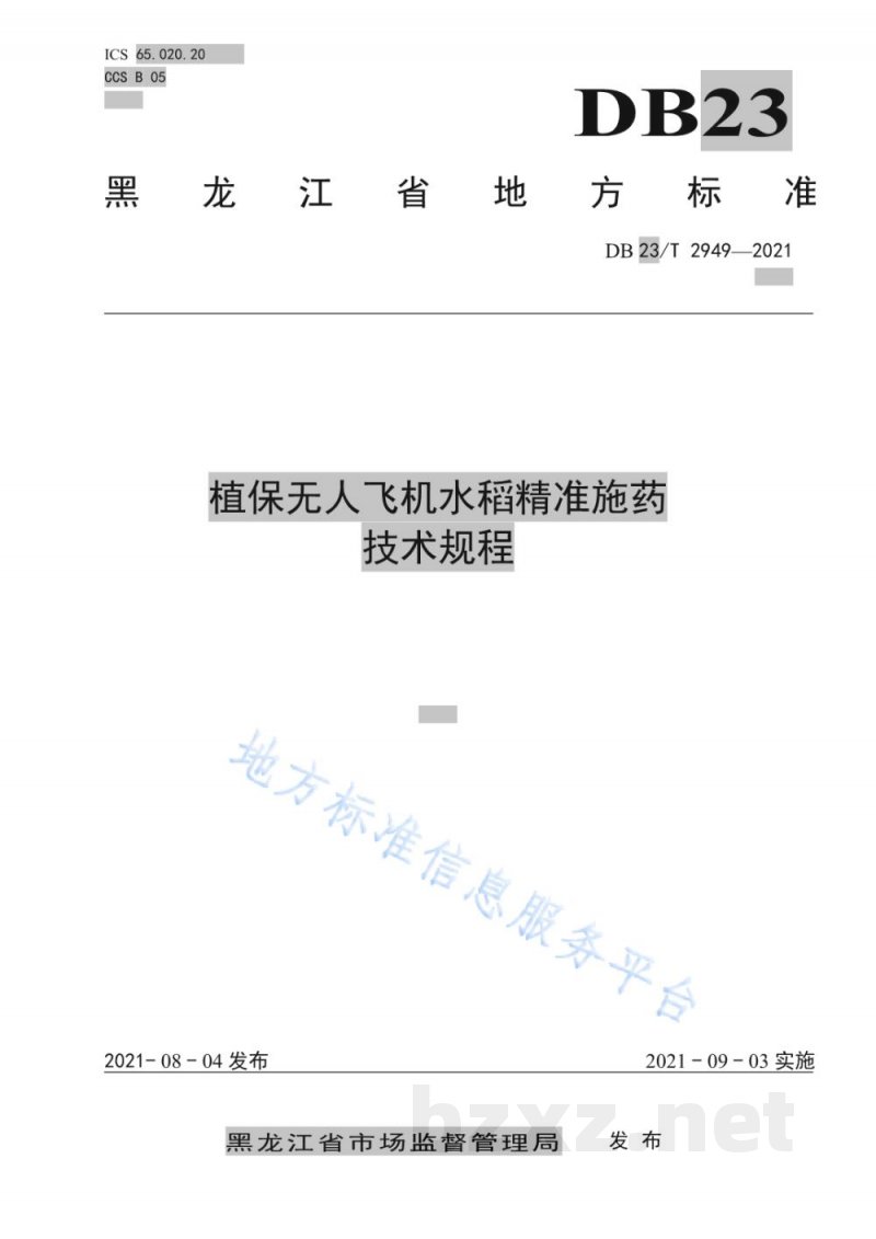 DB23/T 2949-2021植保无人飞机水稻精准施药技术规程