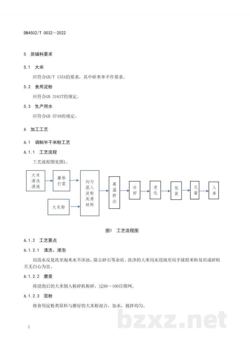 DB4502/T 0032-2022预包装柳州螺蛳粉原料加工技术规程 第5部分：调制半干米粉/半干粉条