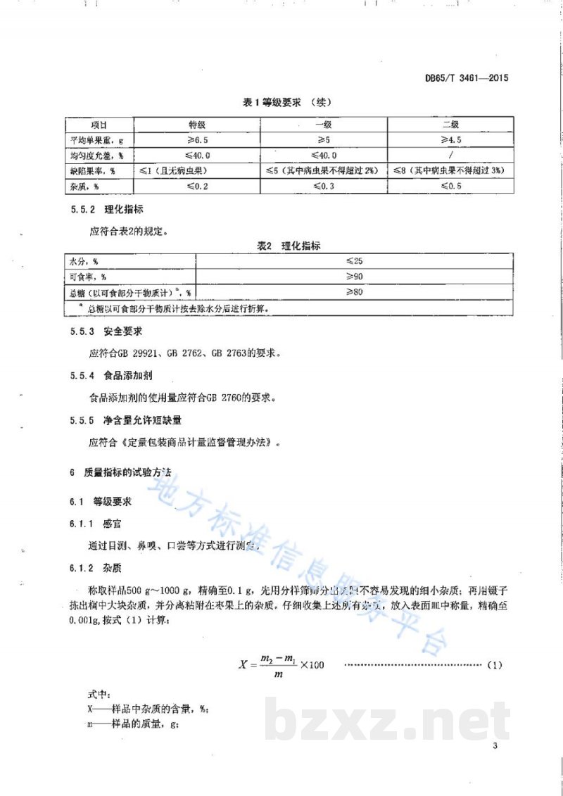 DB65/T 3461-2015地理标志产品 若羌红枣