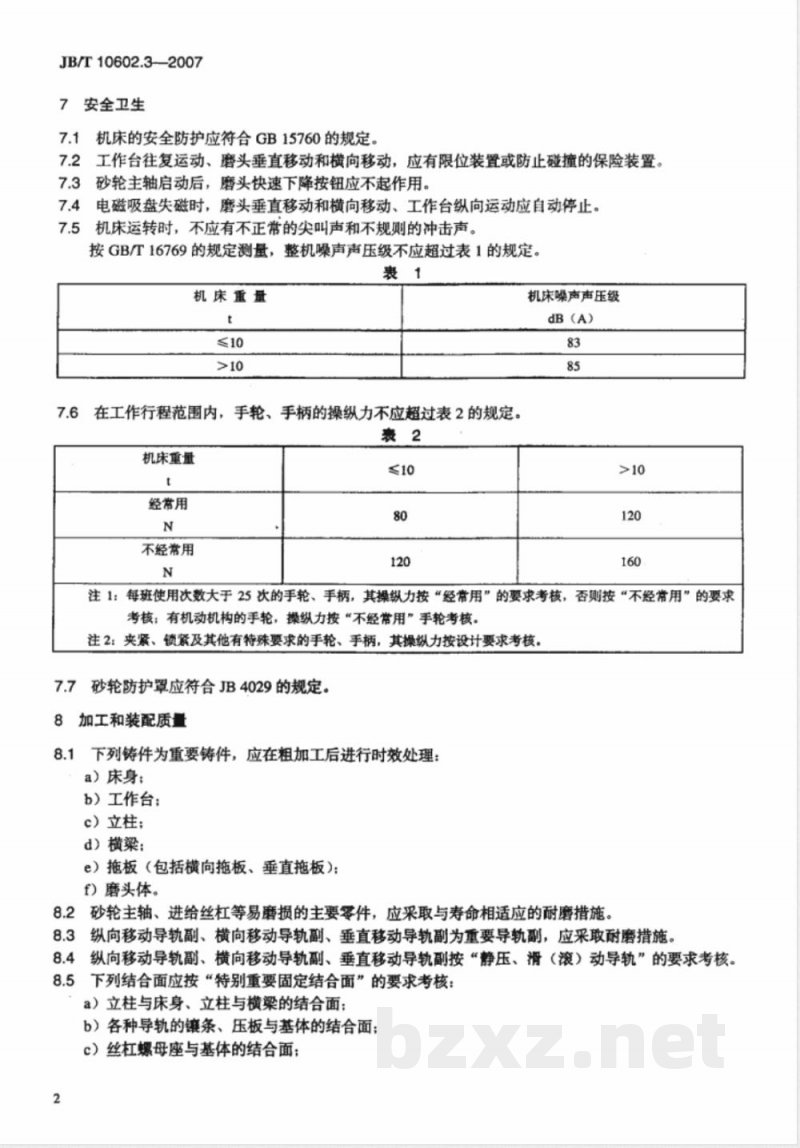 JB/T 10602.3-2007 龙门平面磨床 第3部分：技术条件