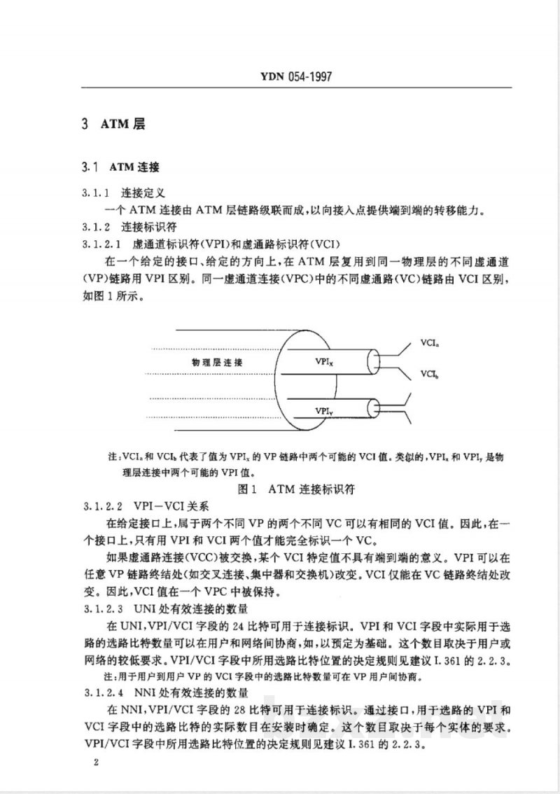 YDN 054-1997 Ｂ－ＩＳＤＮ异步转移模式的功能特性