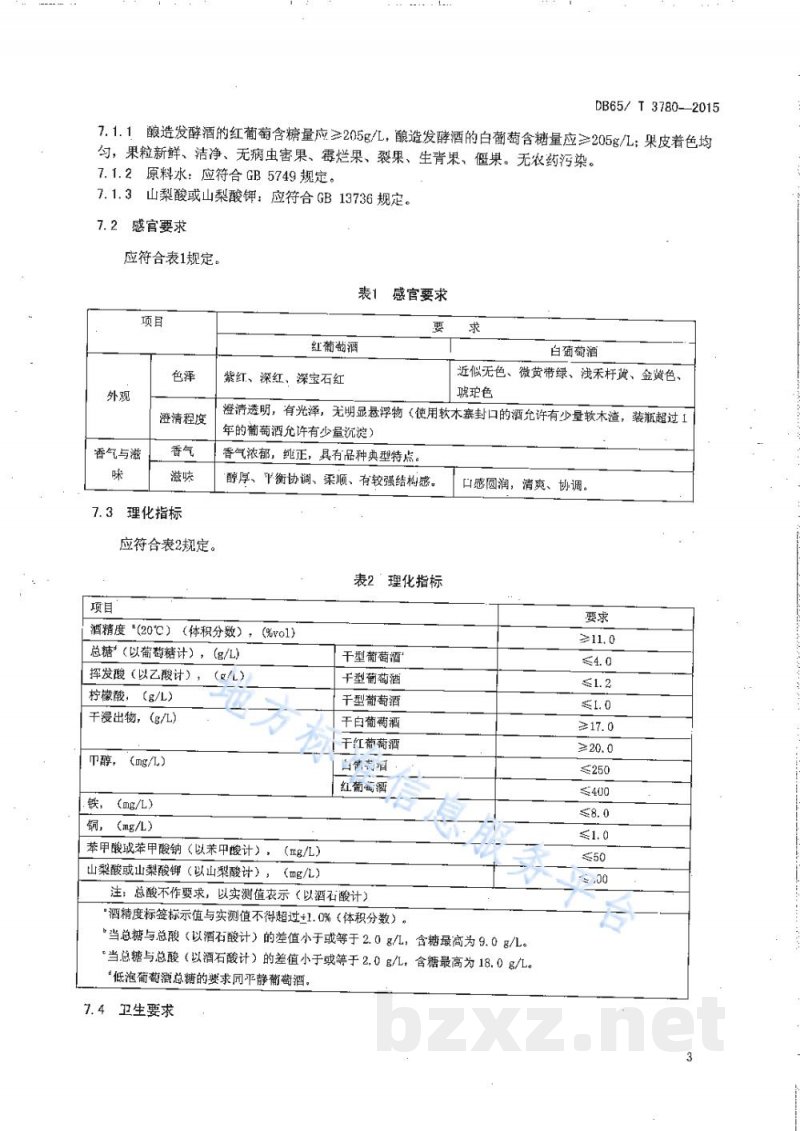 DB65/T 3780-2015地理标志产品 吐鲁番葡萄酒
