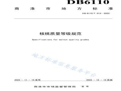 DB6110/T 013-2022核桃质量等级规范