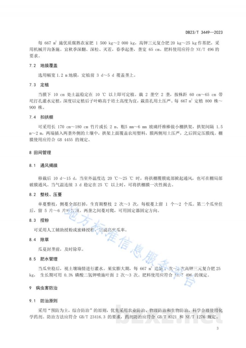 DB23/T 3449-2023鲜食南瓜拱棚栽培技术规程