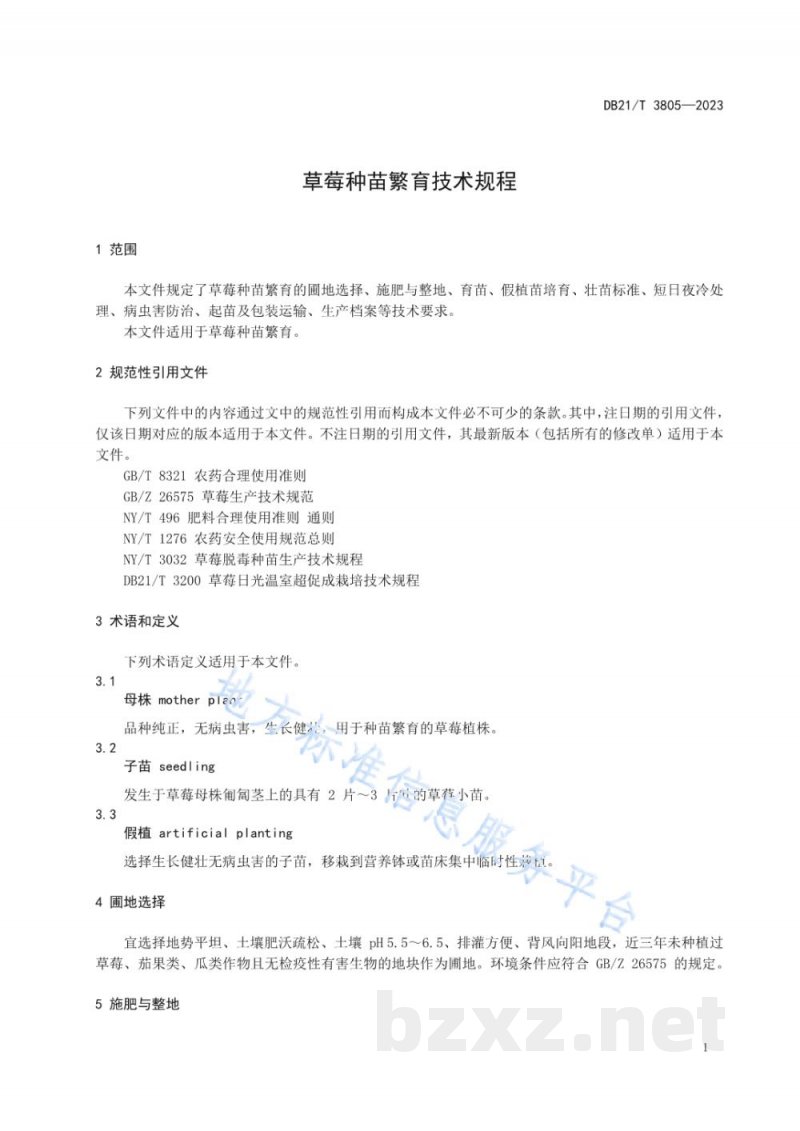 DB21/T 3805-2023草莓种苗繁育技术规程