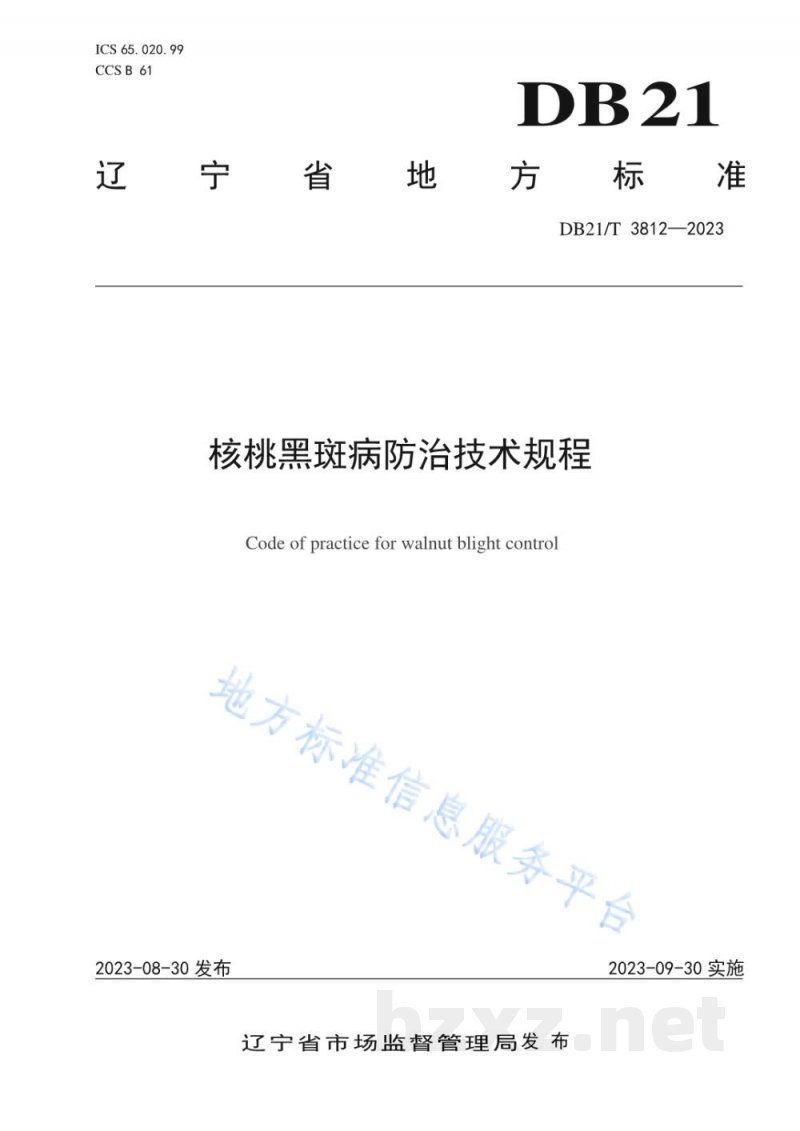 DB21/T 3812-2023核桃黑斑病防治技术规程