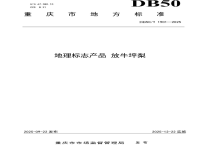 DB50/T 1901-2025地理标志产品 放牛坪梨