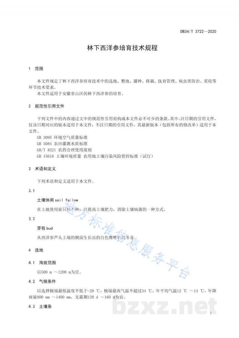 DB34/T 3722-2020林下西洋参培育技术规程