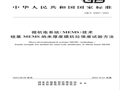 GB/T 42897-2023微机电系统（MEMS）技术 硅基MEMS纳米厚度膜抗拉强度试验方法 