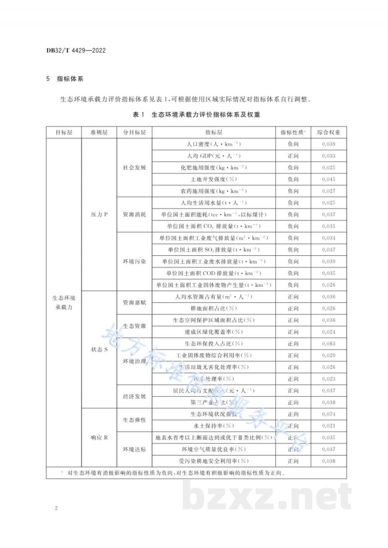 DB32/T 4429-2022生态环境承载力评价技术规范