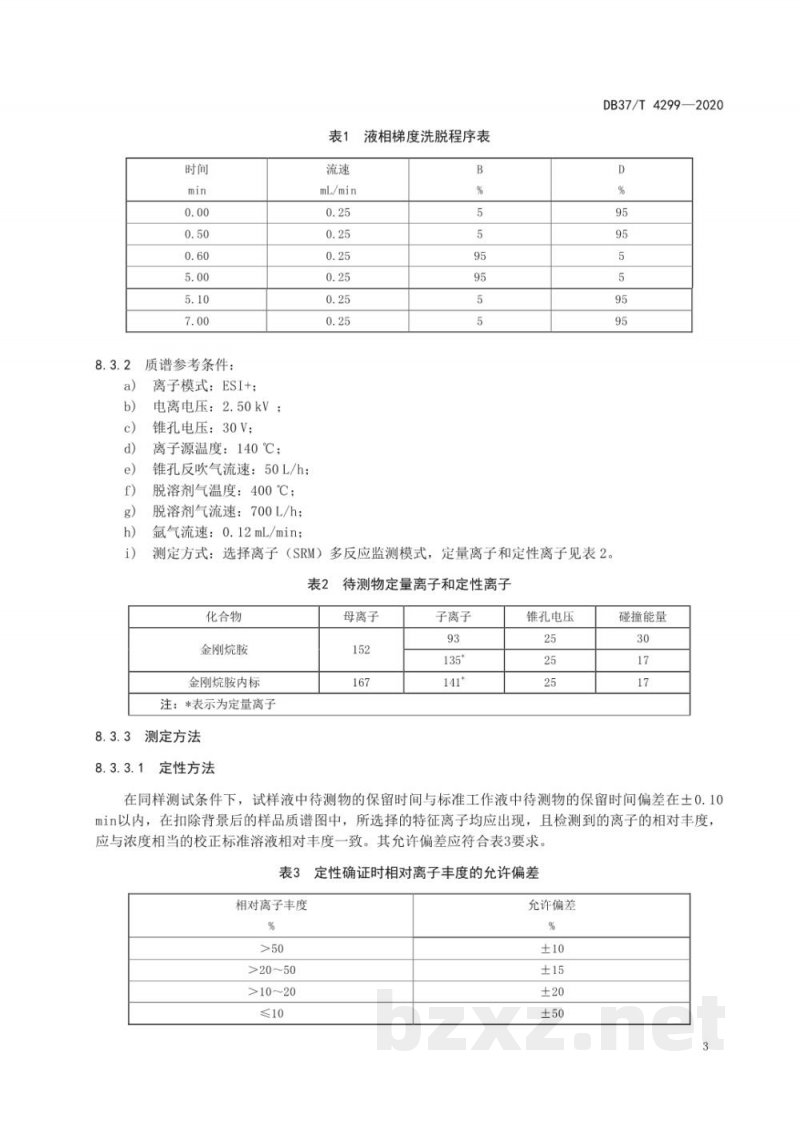 DB37/T 4299-2020海水中金刚烷胺的测定 液相色谱串联质谱法