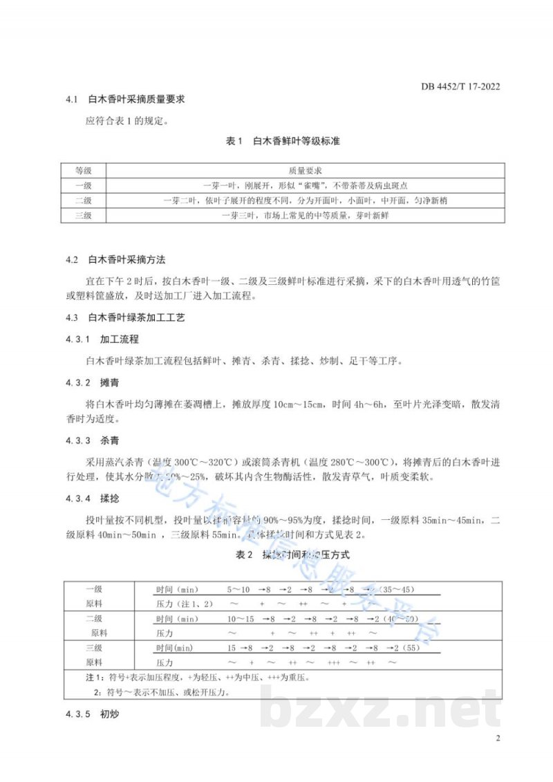 DB4452/T 17-2022白木香叶加工技术规程