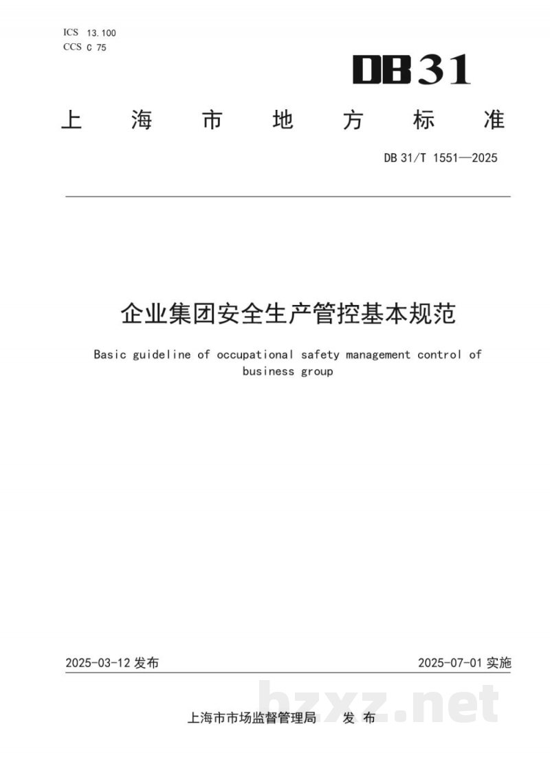 DB31/T 1551-2025企业集团安全生产管控基本规范
