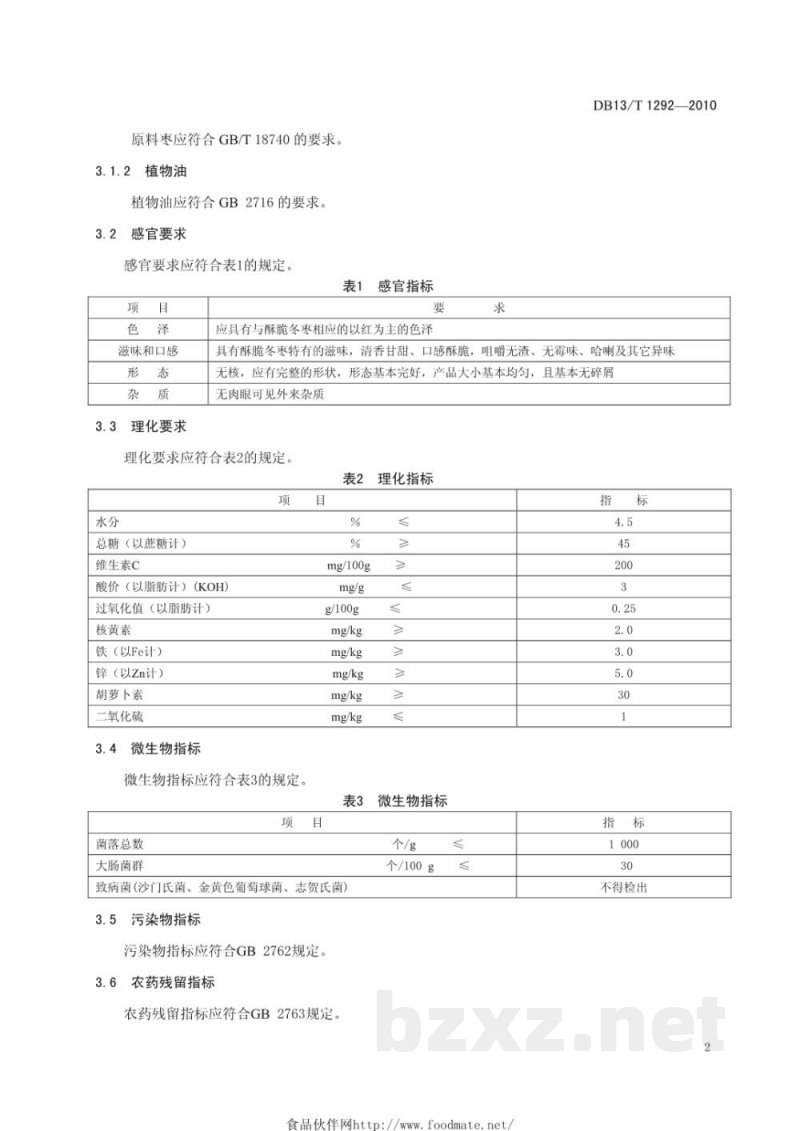 DB13/T 1292-2010黄骅酥脆冬枣