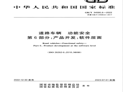 GB/T 34590.6-2022道路车辆 功能安全 第6部分：产品开发：软件层面 