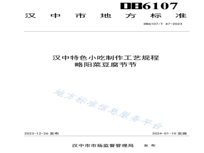 DB6107/T 47-2023汉中特色小吃制作工艺规程 略阳菜豆腐节节